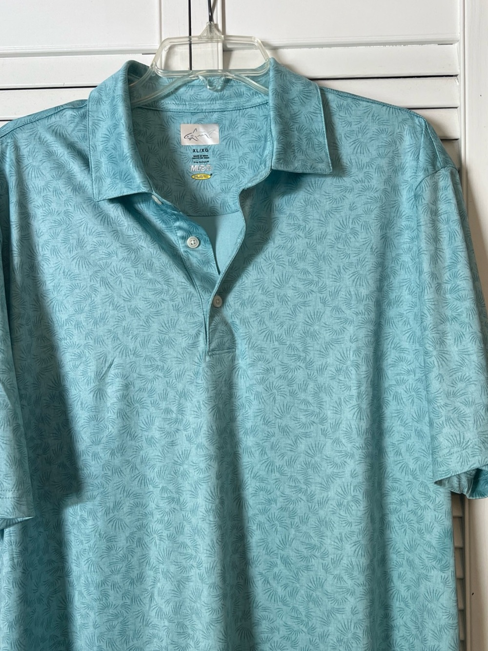 Greg Norman Collection Aqua Palm-Pattern Polo